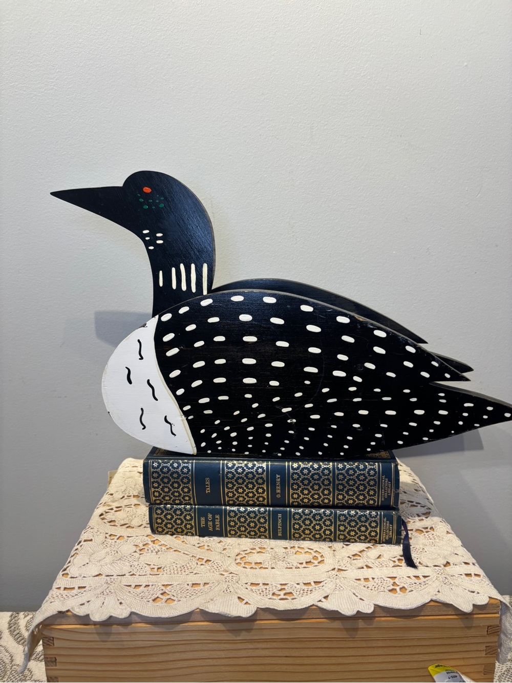 Vintage Handmade Wooden Loon Planter Rustic Cottage Decor